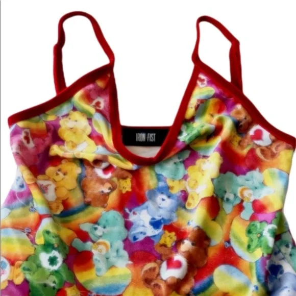 🎀✨🎀 Iron Fist & CARE-BEARS collab Flirty Velvet fit & flare Twirl Dress NWT - Picture 5 of 12